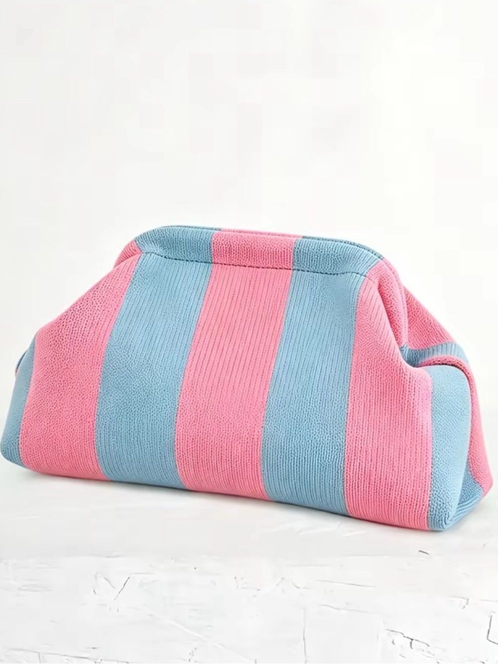 Striped Pink & Light Blue Women's Clutch Bag